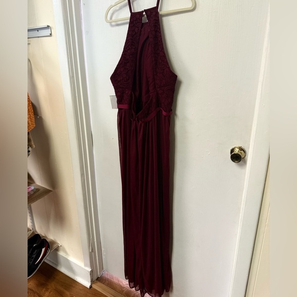 NEW David's Bridal Burgundy Lace Halter Dress Sz 22 Thanksgiving Fall Autumn - Picture 3 of 7